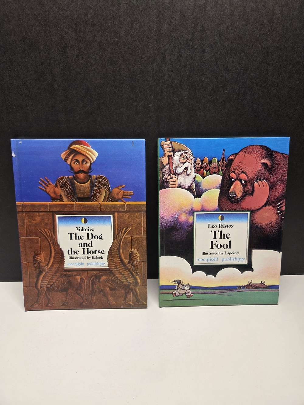 Lot Of 2 Vtg Moonlight Publishing  HC Books - The Dog And The Horse, The Fool